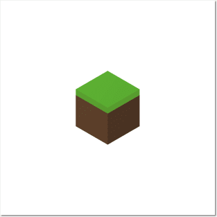 Minimalist Minecraft Grass Dirt Block Posters and Art